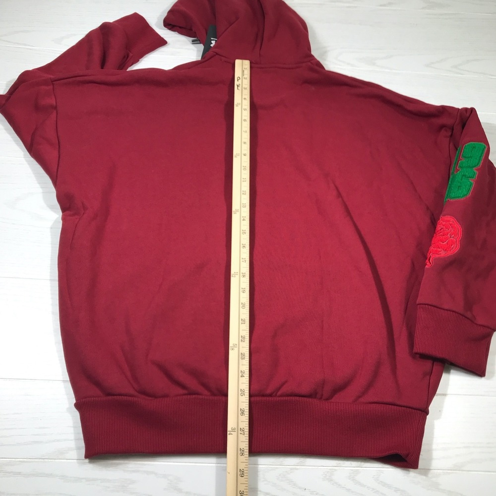 New Under Armour Icon Heavyweight Terry Hoodie Men L Red Embroidered Oversized - Picture 3 of 16